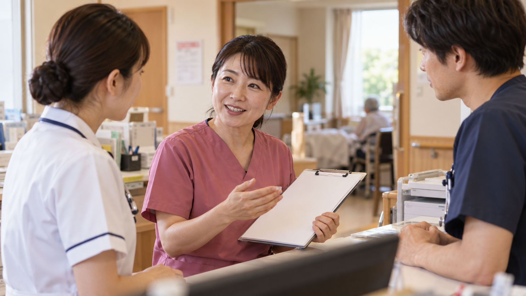 安全と連携について職員間で共有する介護職