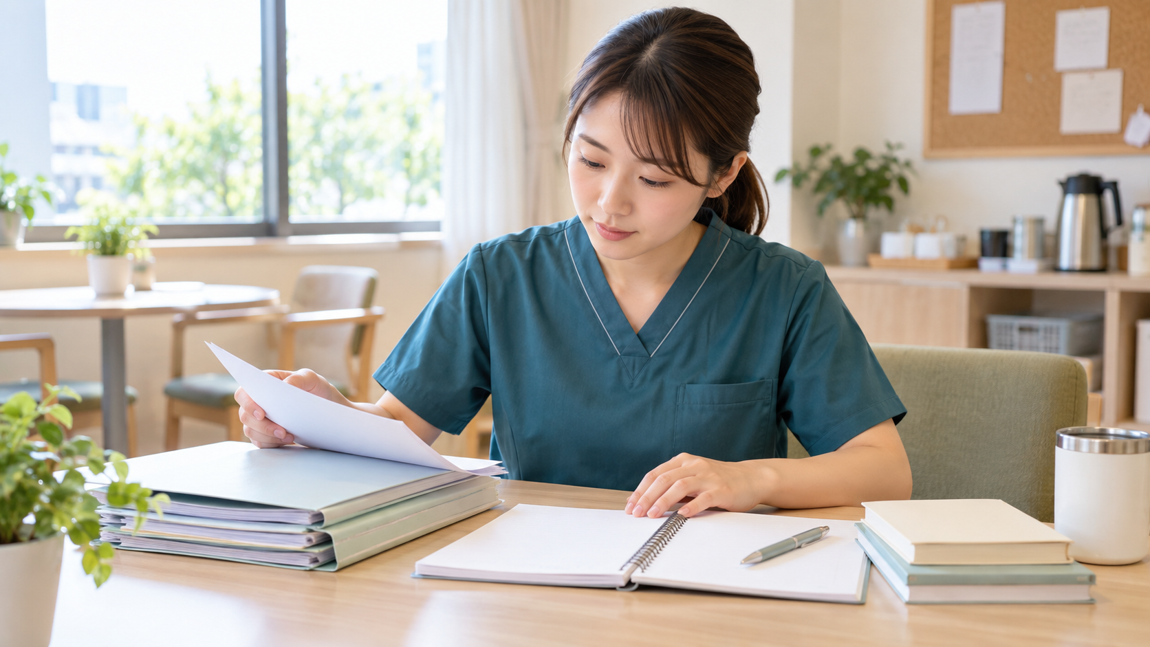 実務経験の書類と受験準備を確認する介護職