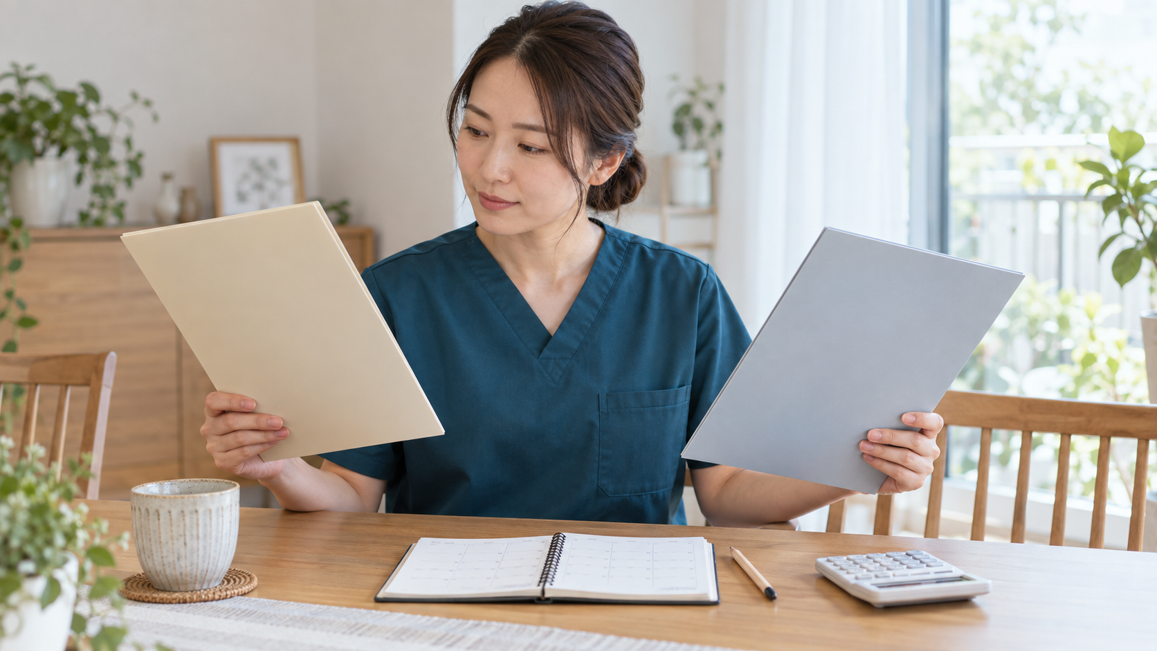 求人条件と現職の給与を比較する介護職