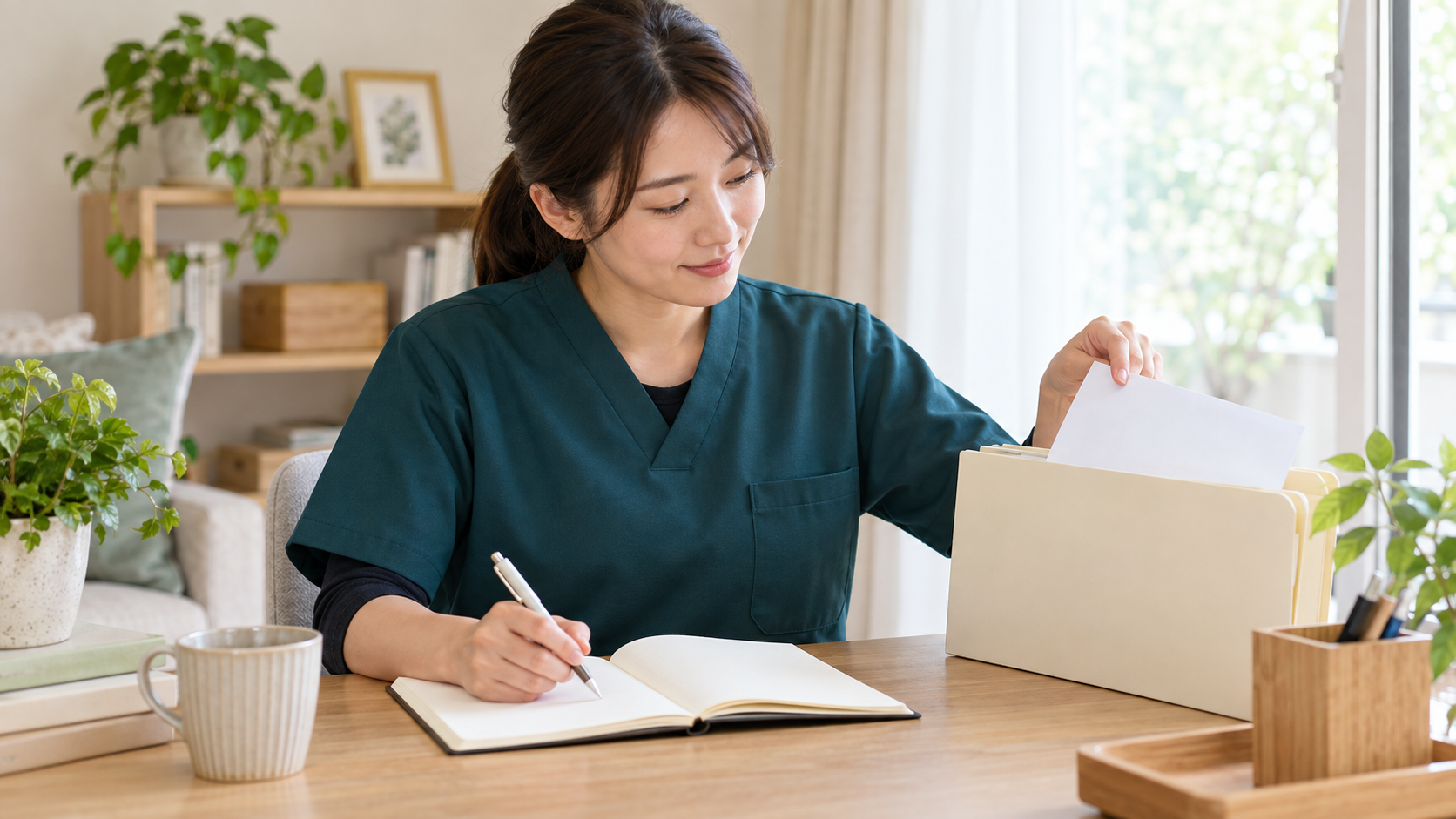 結果通知を保管して次の学習を決める介護職